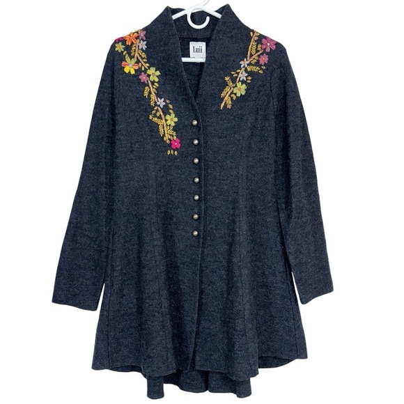 Luii Gray Wool Embroidered Jacket - Picture 1 of 7